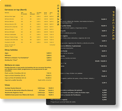 Carta de Cervezas Bárbara
